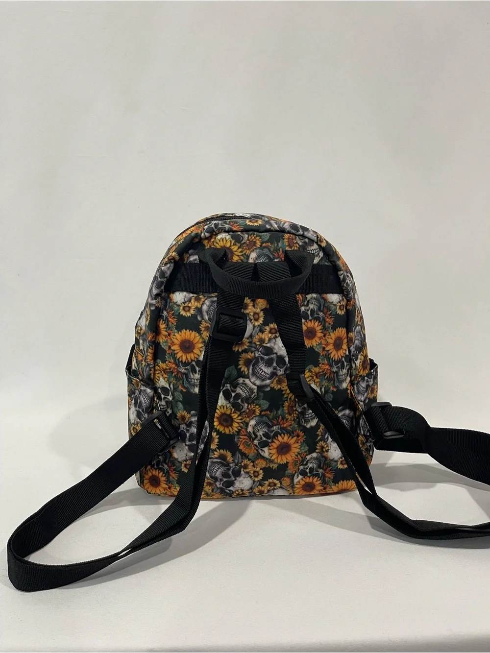 Sunflower Skull Print Mini Backpack